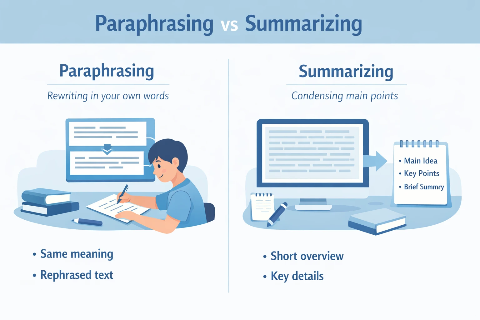 Paraphrasing vs Summarizing: Key Differences Explained