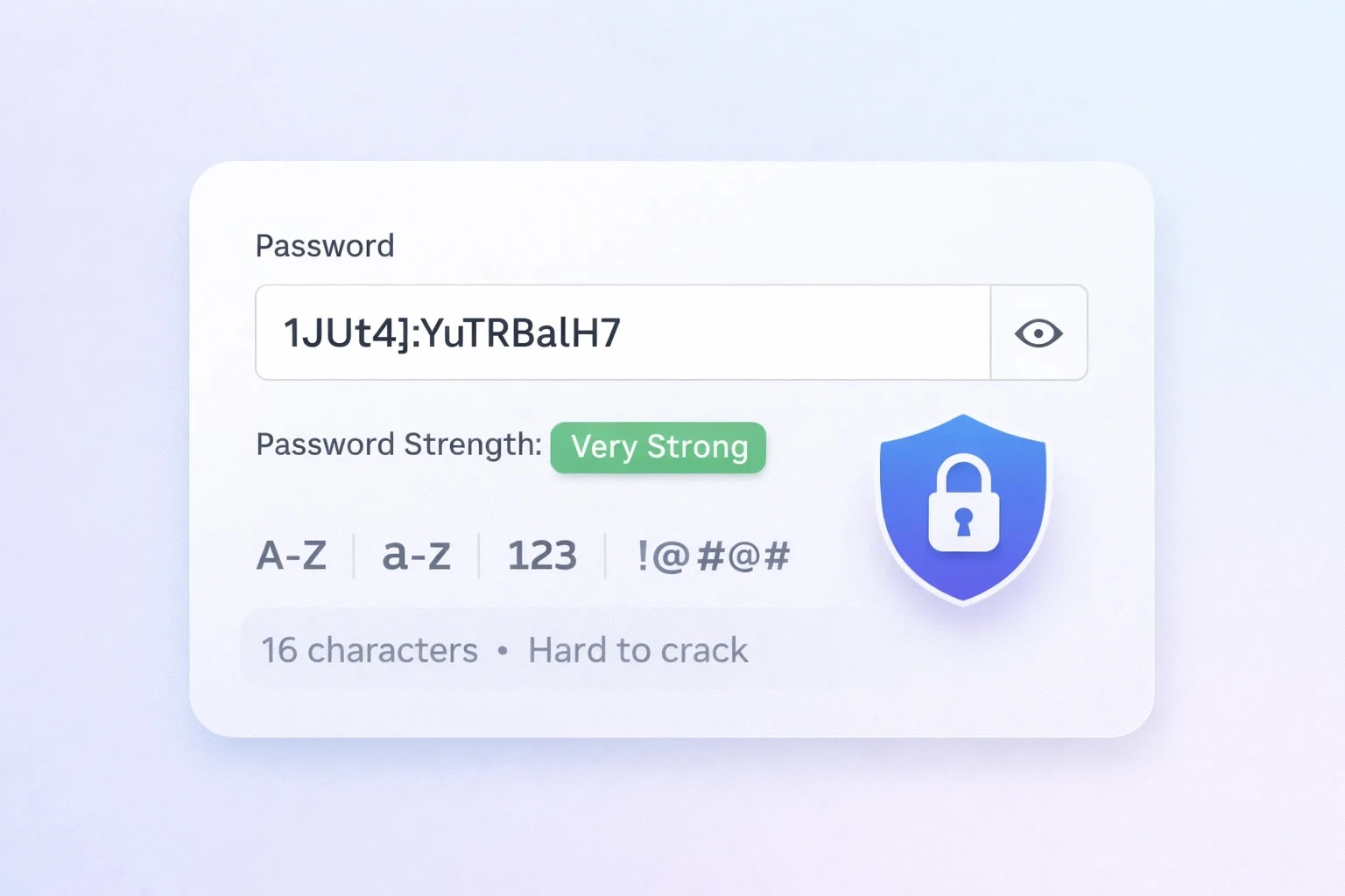 Strong password generator creating a secure random password with letters, numbers and symbols