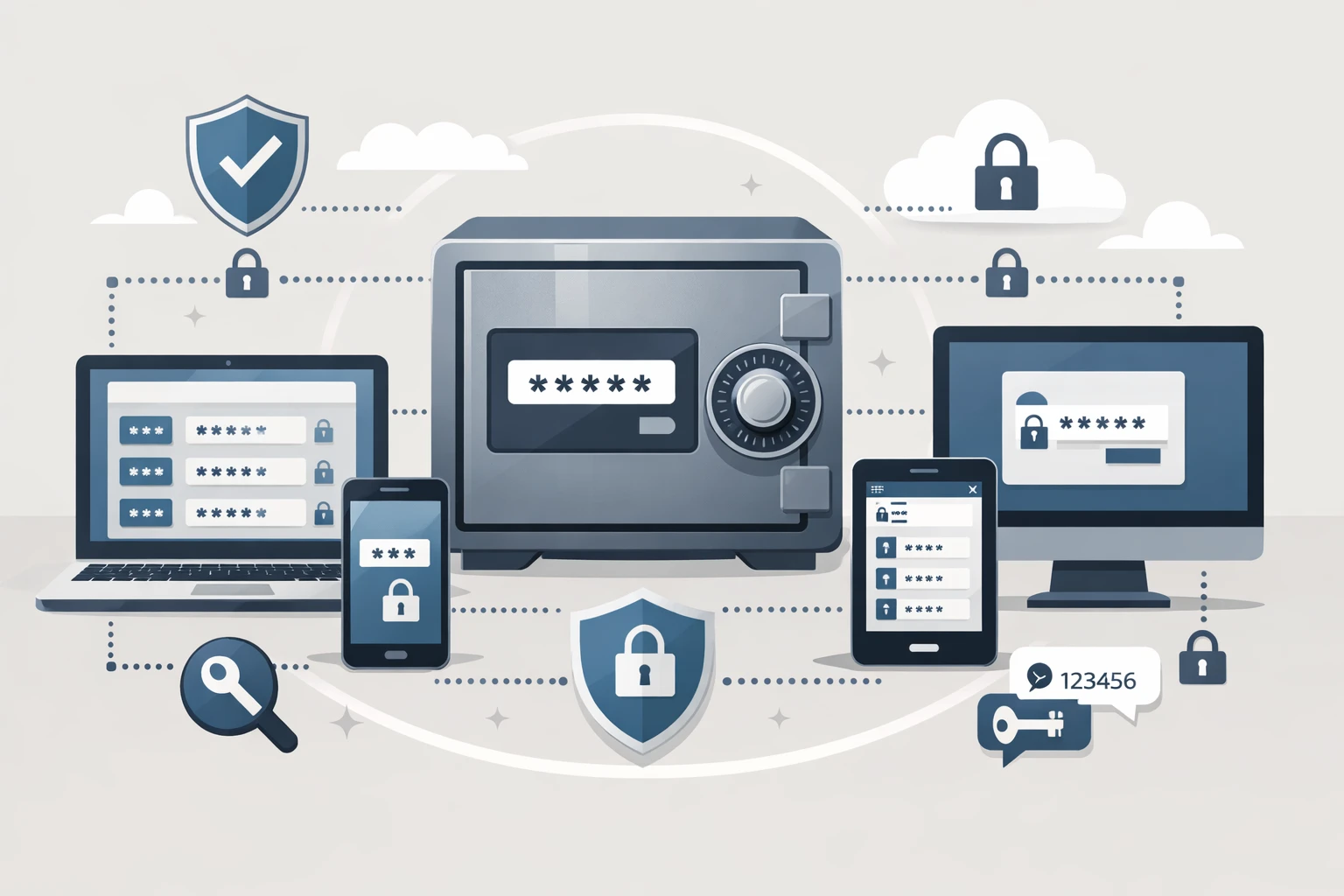 Secure password manager integration for storing strong passwords